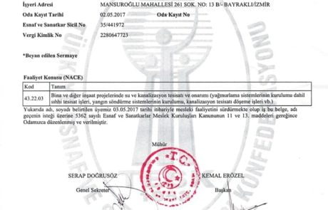 Meslek Faaliyet Belgesi